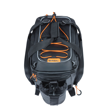 Basil Miles XL Pro bagage trusselpose, sort orange, vandtæt, 9-36L, egnet til elektriske cykler