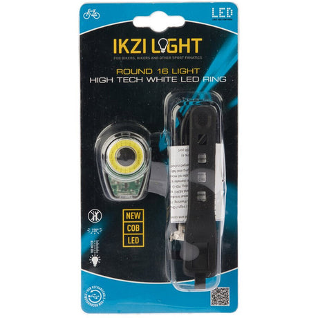 Ikzi lys forlygte round16 med hvid cob LED ring usb