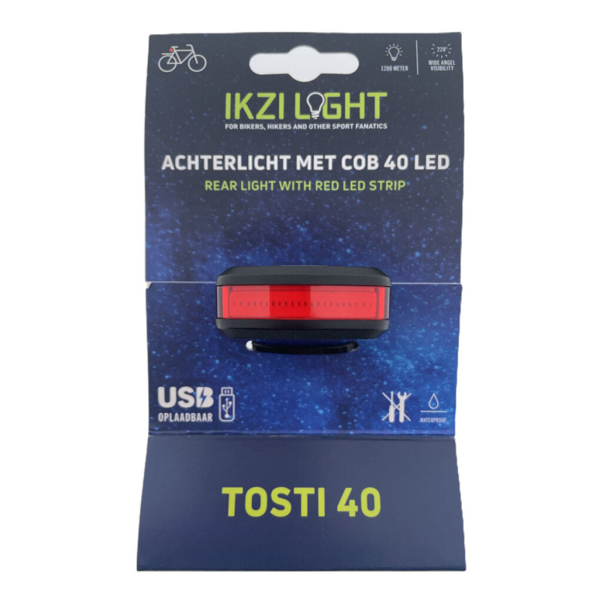 Buzaglo ikzilight baglygte sandwich 40 cob LED, USB genopladelig