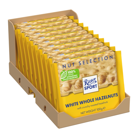 Ritter sport hvid hel hasselnød (10x 100gr)