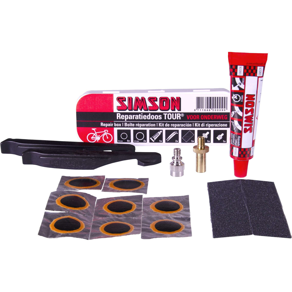 Reparationsboks tur 11,5 cm aluminium rød hvid 15-stykke