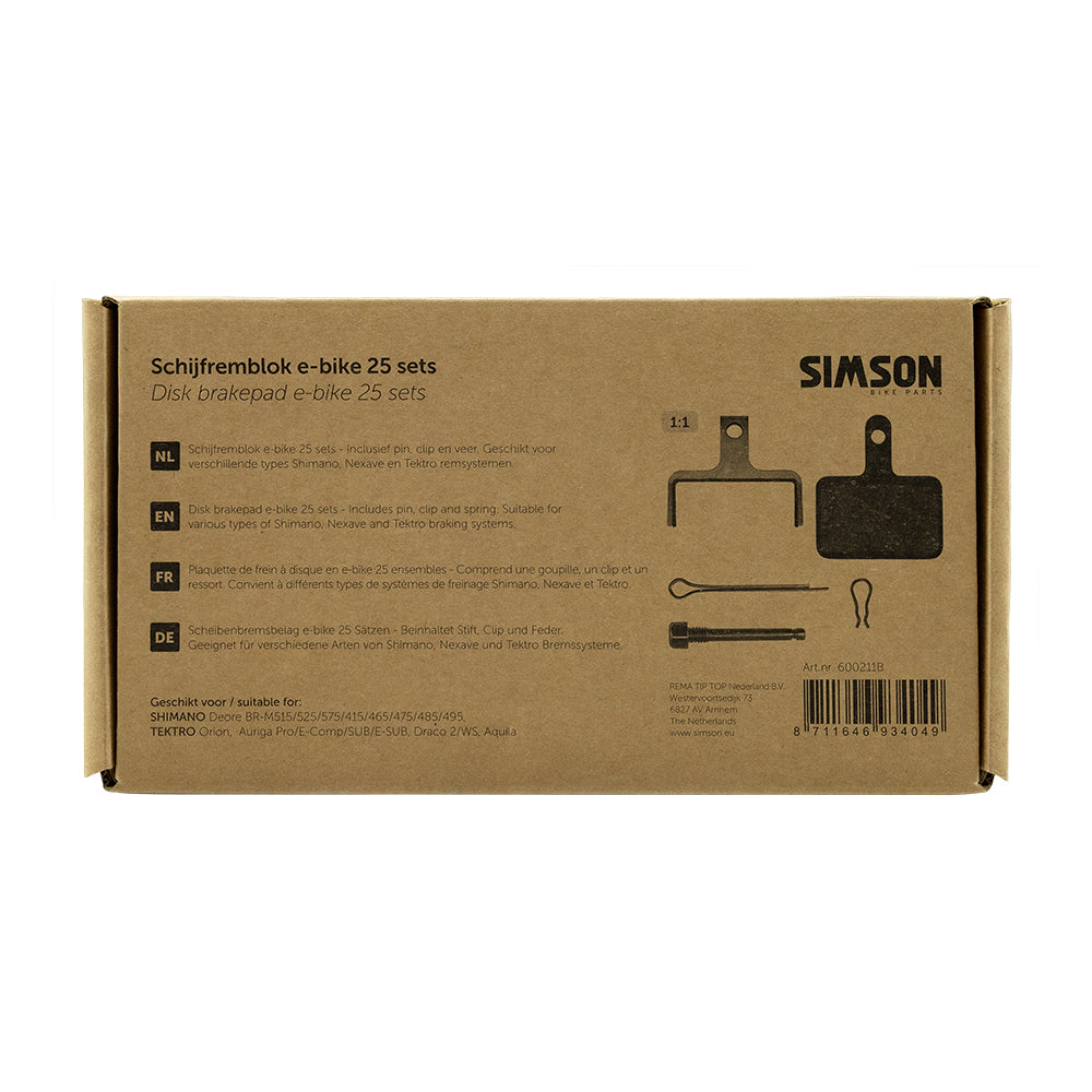 Rema tip top holland b.v. simson skivebremseklods e-cykel (25 stk)