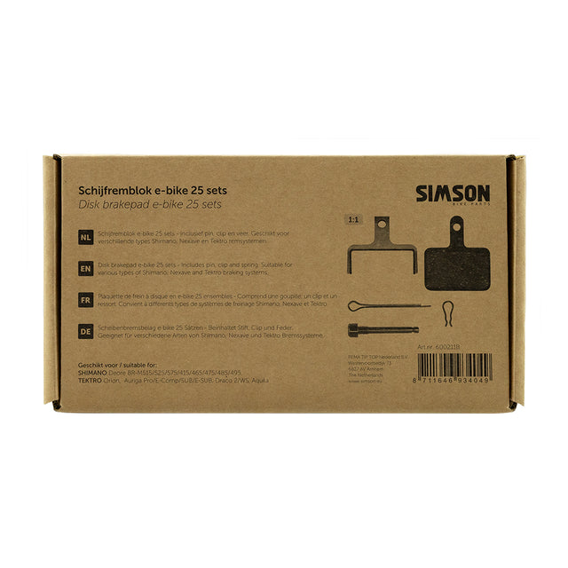 Rema tip top holland b.v. simson skivebremseklods e-cykel (25 stk)