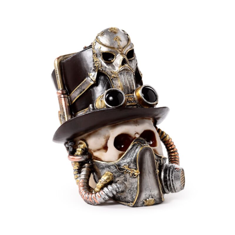 Steampunk kranium med gasmaske top hat