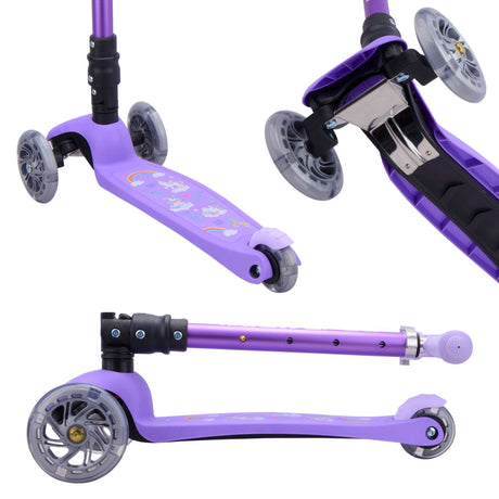 Boldcube teeny fold trehjulet scooter - enhjørning lilla