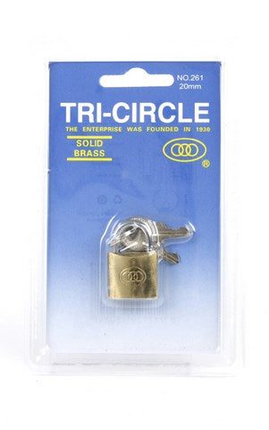 Tri-Circle hængelås 20 mm med 3 nøgleblister