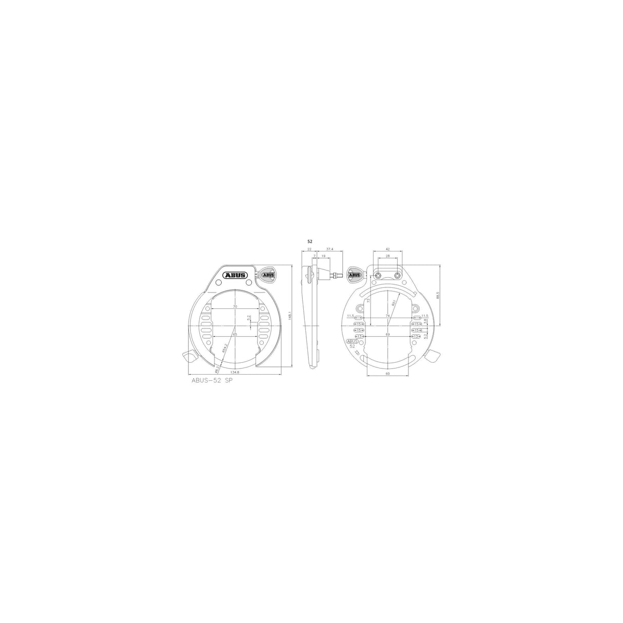 Abus bb0901a 52lh r rammelås