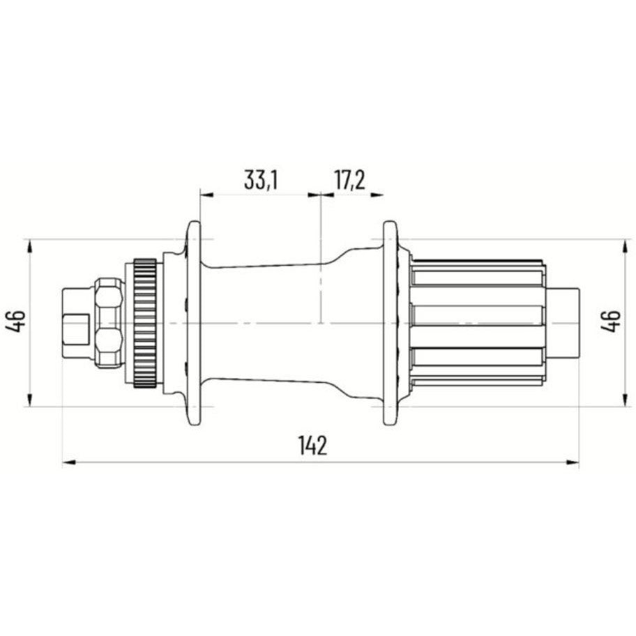 Miche efter hub r-dx 16+8g shimano tx12 center lås sort