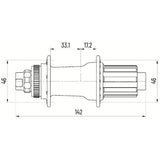 Miche efter hub r-dx 16+8g shimano tx12 center lås sort