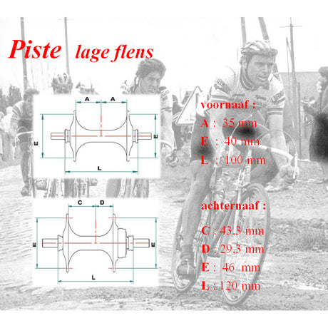 MICHE NAAFSET PISTA V + A 32G med lavt flange sølv