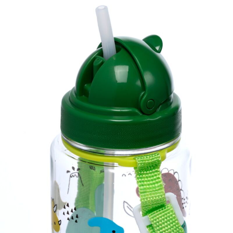 Ecozen børnevandflaske 450ml flip halm dinosauria jr