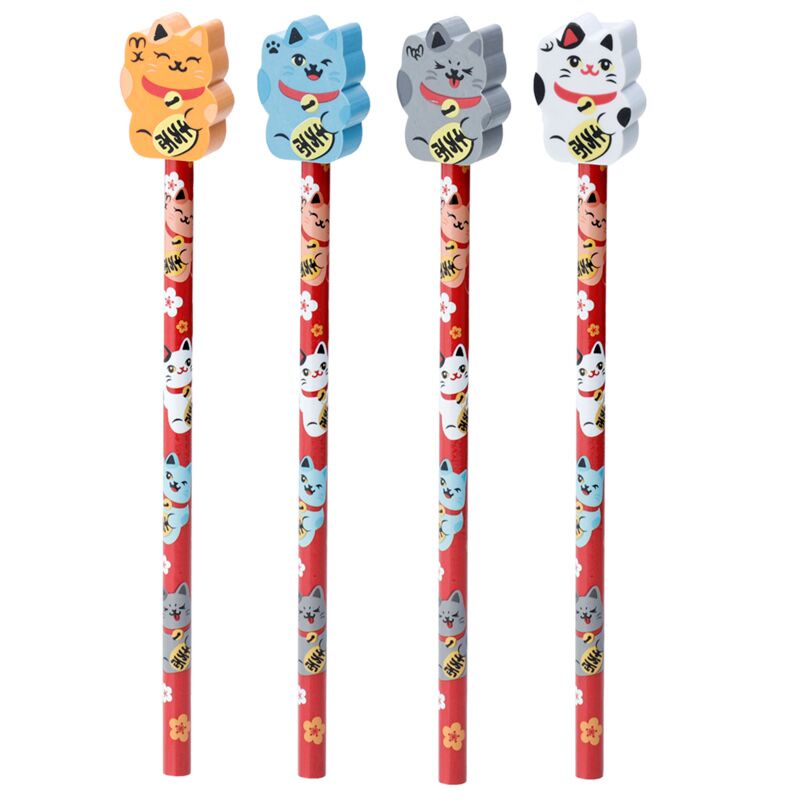 Maneki neko lucky cat - viskelæderblyant
