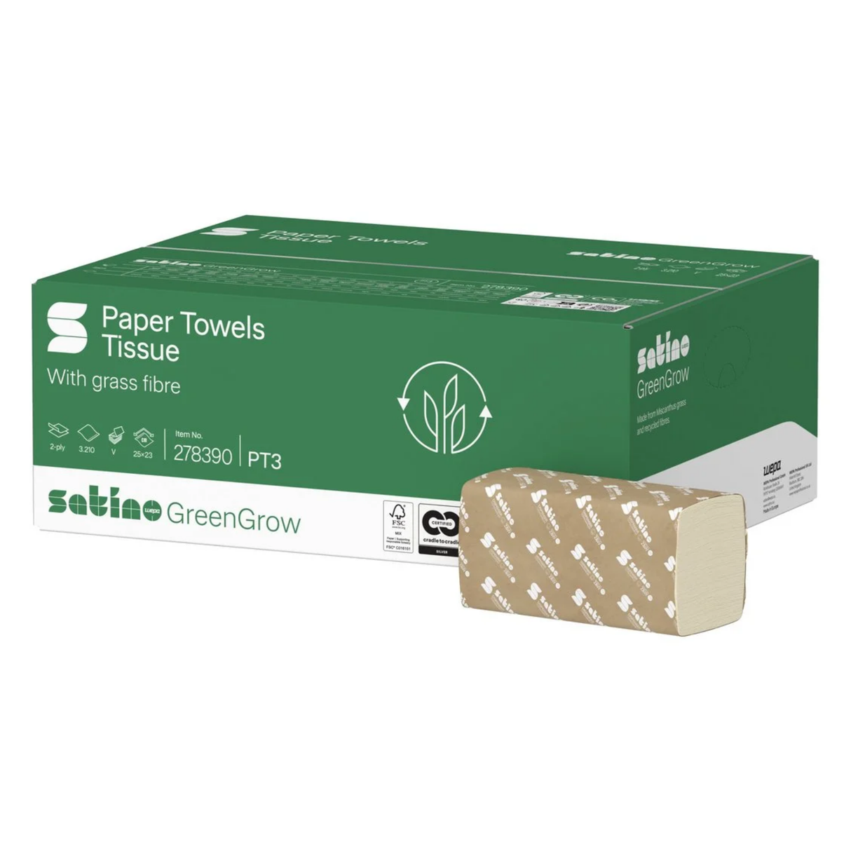 Satino greengrow håndklæde 2-lags 25x23cm (3210 stk.)