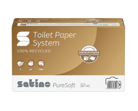 Satino puresoft toiletpapir med hætte 2-lags (24x 100m)