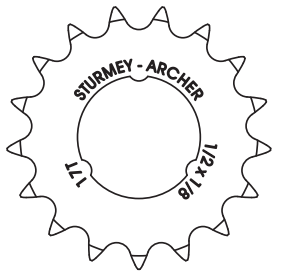 Sturmey-archer europe n.v. tandhjul Sturmey Archer 17t - 1 8 flad model - krom