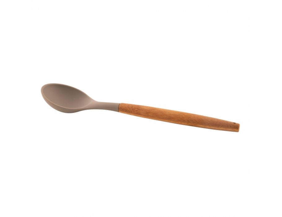 Point virgule serveringsske - silikone - bambusskaft - taupe