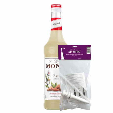 Monin sirup mandel (70 cl) + sirup pumpe (10 ml)