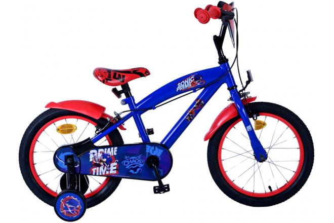 Sonic Prime Children's Bicycle - Drenge - 16 tommer - Blå rød - To håndbremser