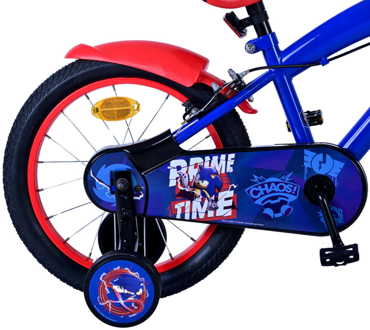 Sonic Prime Children's Bicycle - Drenge - 16 tommer - Blå rød - To håndbremser
