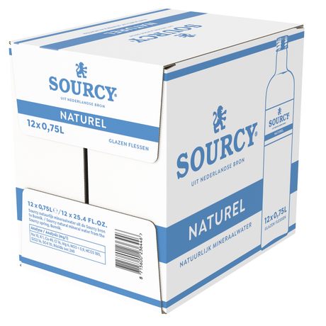 Sourcy blå mineralvand naturligt glas (12x75cl)
