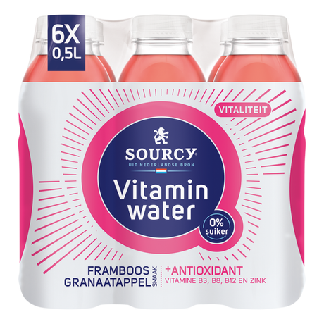 Sourcy vitaminvand hindbær granatæble (6x 50cl)