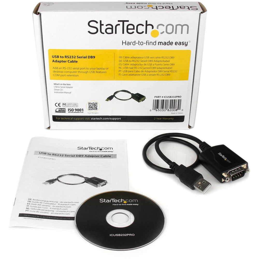 STARTECH USB TIL RS232 SERIAL DB9 ADAPTER KABEL MED COM-BE