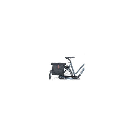 Basil City Double Bicycle Bag - Water -Repellent Polyester - Black - Universal Bridge System - 28-32L