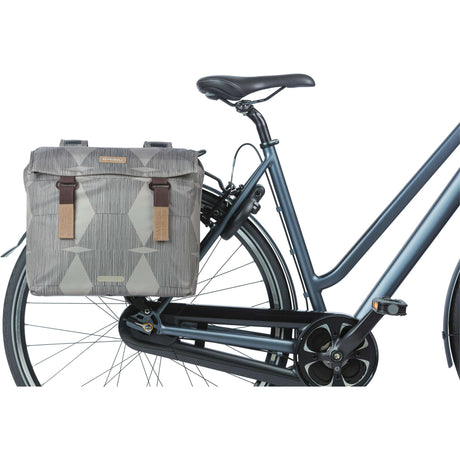 Basil elegance dobbelt cykelpose, chateau taupe, genanvendt kæledyr, universal bro, 40-49L