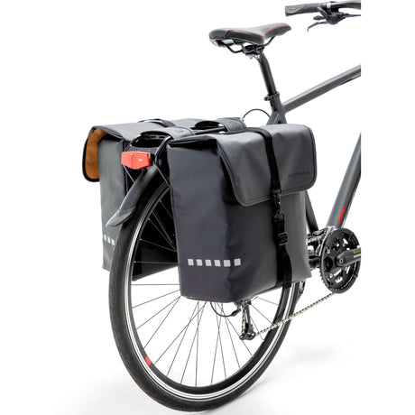 Ny looxs cykelpose Odense - Dobbelt, sort, repellent, refleksion, egnet til elektriske cykler