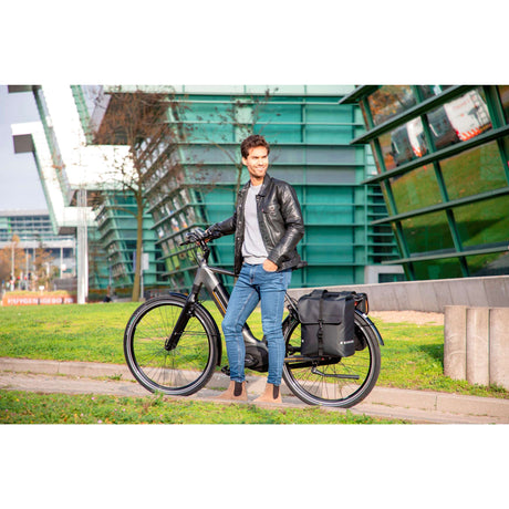 Ny looxs cykelpose Odense - Dobbelt, sort, repellent, refleksion, egnet til elektriske cykler