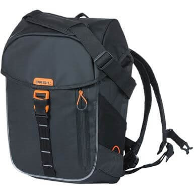 Basil Miles Tarpaulin Bicycle Backpack Nordlicht - Vandtæt sort rygsæk til cyklister - 17L - Unisex - Sporty - Sort