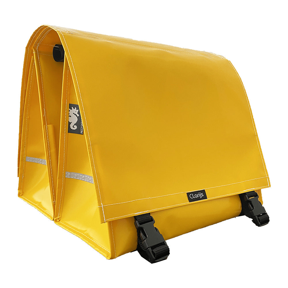 Clarijs cykeltaske dobbelt XL PVC 46L med udskæring gul