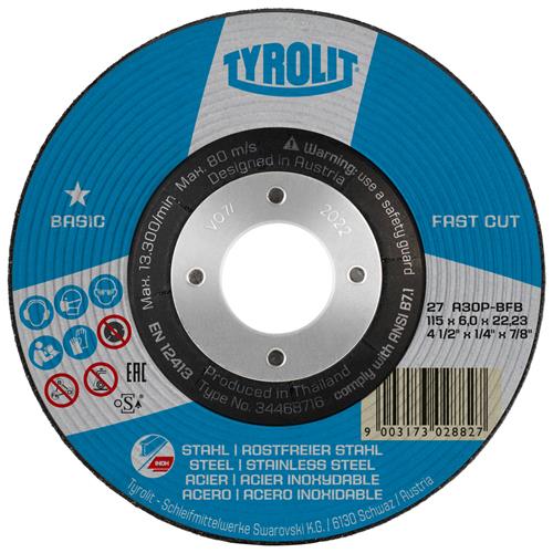 Tyrolit abs 125x6.0mm a30p-bfb basic st rustfrit stål hurtig udskæring | 10 stk