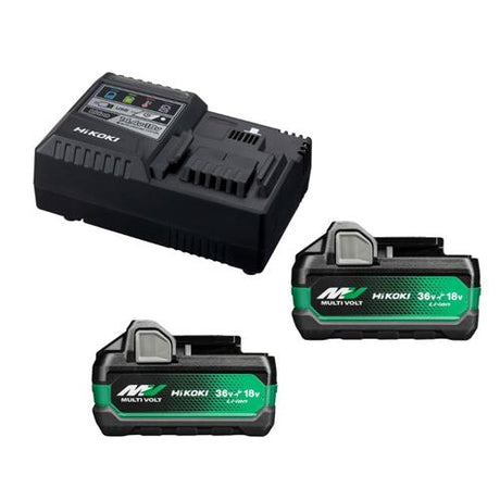 Hikoki uc18ysl3whz boosterpakke | 2 x multi-volt bsl38a18x batterier 5ah 18v 2,5ah 36v + hurtigoplader uc18ysl3