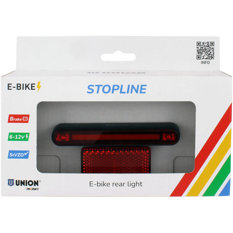 Qibbel union baglygte e-cykel 50-80mm stopline 6-12v bremselys