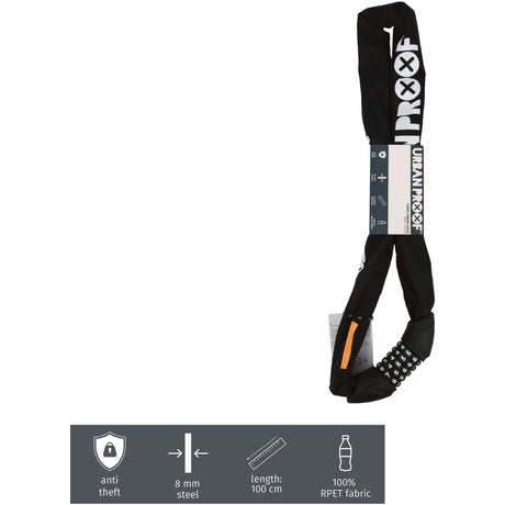 Urbanproof kædelås med nummerkode 8mm*100 cm sort