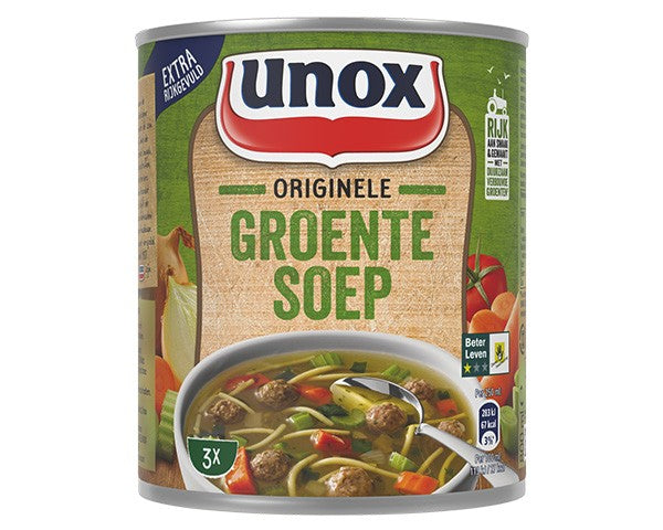 Unox dåsesuppe - original grøntsagssuppe - lavet med suppekugler, vermicelli og forskellige typer grøntsager - 6 x 800 ml