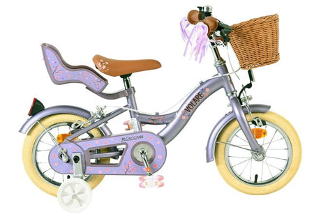 Volare blossom børnecykel - piger - 12 tommer - lilla - to håndbremser