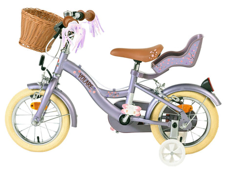 Volare blossom børnecykel - piger - 12 tommer - lilla - to håndbremser