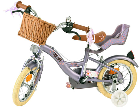 Volare blossom børnecykel - piger - 12 tommer - lilla - to håndbremser