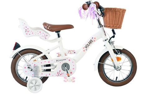 Volare blossom børnecykel - piger - 12 tommer - hvid