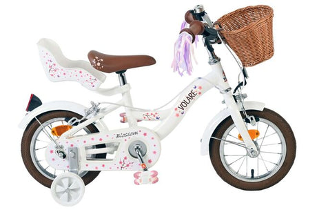 Volare blossom børnecykel - piger - 12 tommer - hvid - to håndbremser