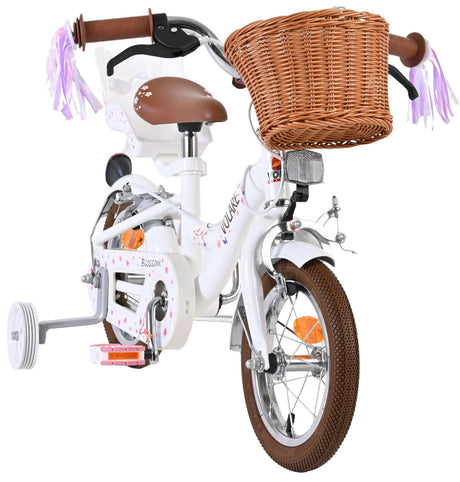 Volare blossom børnecykel - piger - 12 tommer - hvid - to håndbremser