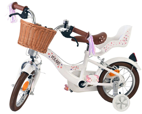 Volare blossom børnecykel - piger - 12 tommer - hvid - to håndbremser