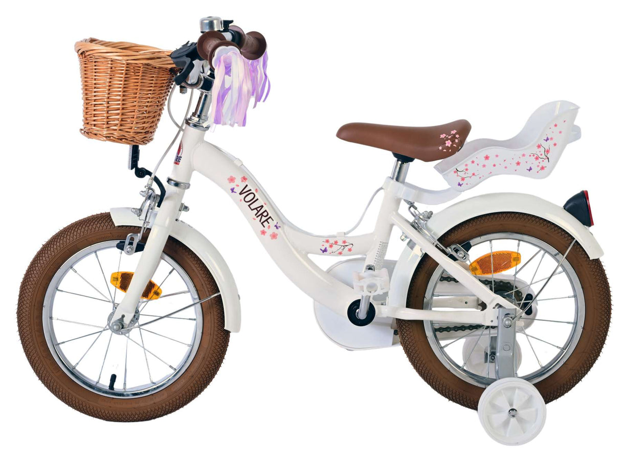 Volare Blossom Børns cykelpiger 14 tommer hvide to håndbremser