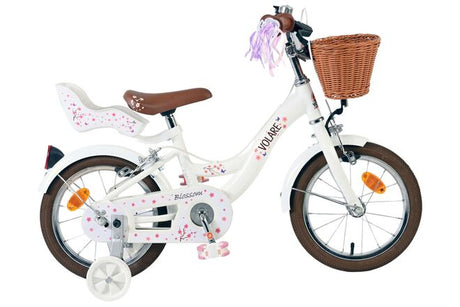 Volare blossom børnecykel - piger - 14 tommer - hvid - to håndbremser