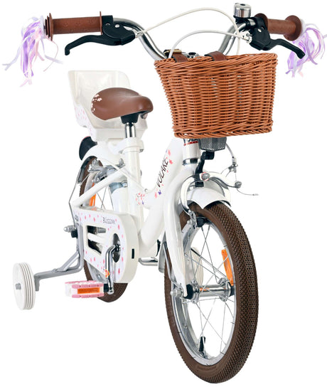 Volare blossom børnecykel - piger - 14 tommer - hvid - to håndbremser