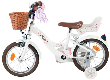 Volare blossom børnecykel - piger - 14 tommer - hvid - to håndbremser