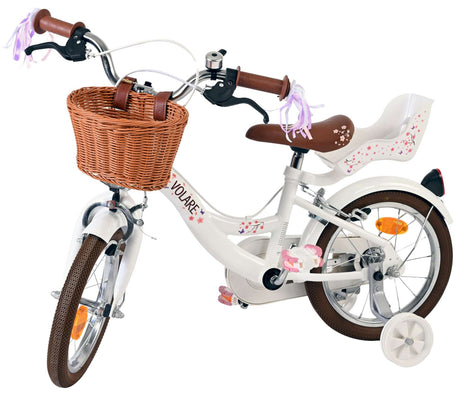 Volare blossom børnecykel - piger - 14 tommer - hvid - to håndbremser
