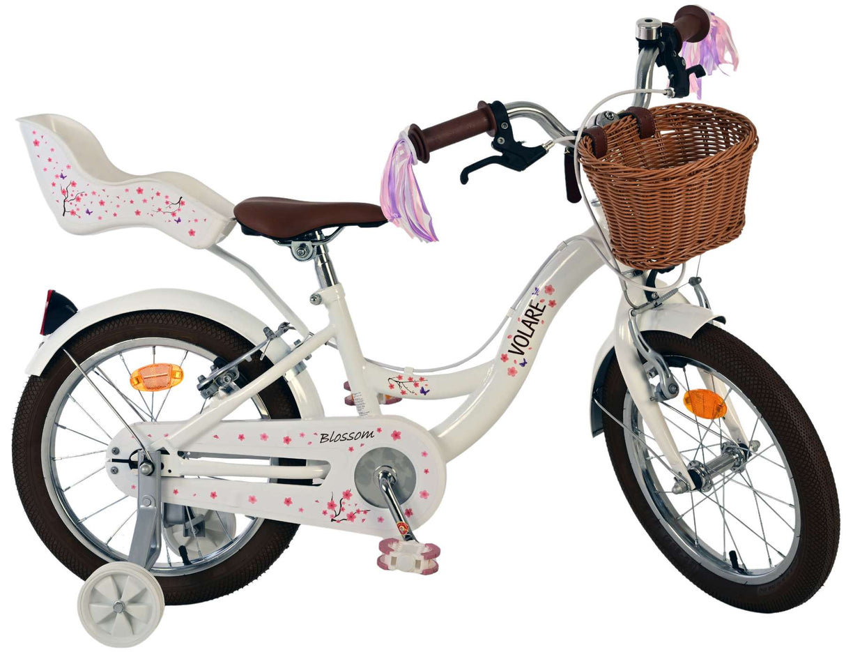 Volare blossom børnecykel - piger - 16 tommer - hvid - to håndbremser
